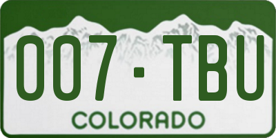 CO license plate 007TBU