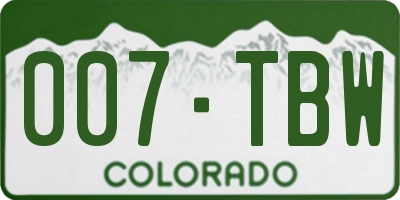 CO license plate 007TBW