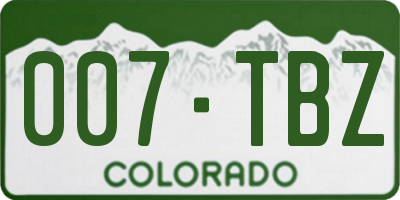 CO license plate 007TBZ