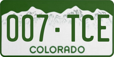 CO license plate 007TCE