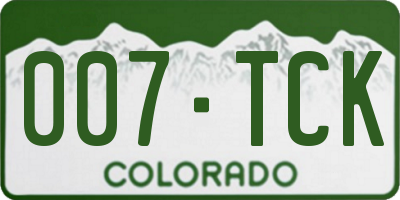 CO license plate 007TCK