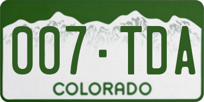 CO license plate 007TDA