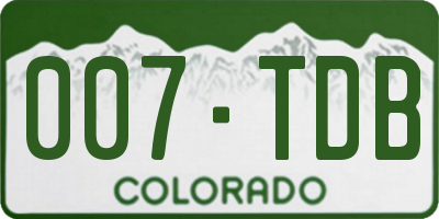 CO license plate 007TDB