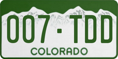 CO license plate 007TDD