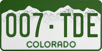 CO license plate 007TDE
