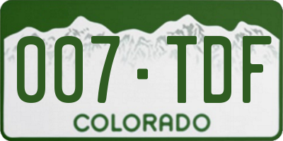 CO license plate 007TDF