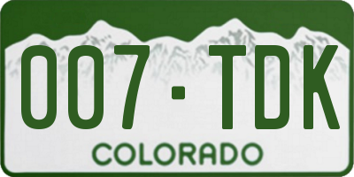 CO license plate 007TDK