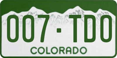 CO license plate 007TDO