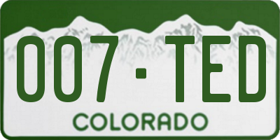 CO license plate 007TED