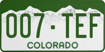 CO license plate 007TEF