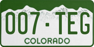 CO license plate 007TEG