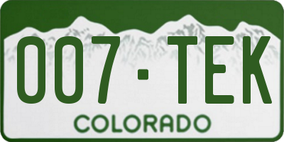 CO license plate 007TEK
