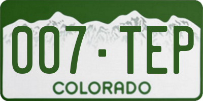 CO license plate 007TEP