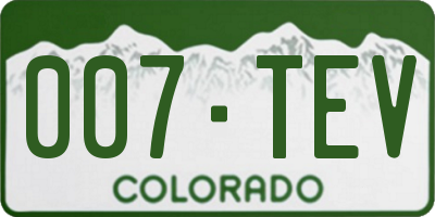 CO license plate 007TEV