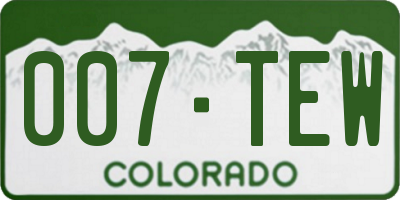 CO license plate 007TEW