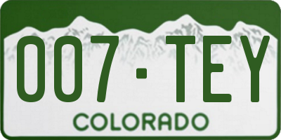 CO license plate 007TEY