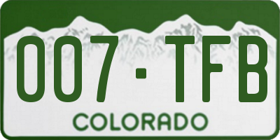 CO license plate 007TFB