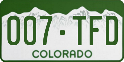 CO license plate 007TFD