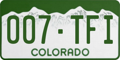 CO license plate 007TFI
