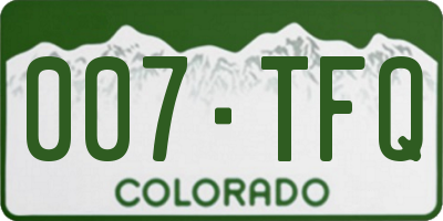 CO license plate 007TFQ