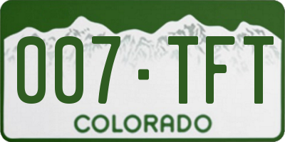 CO license plate 007TFT
