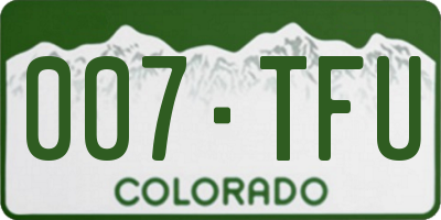 CO license plate 007TFU