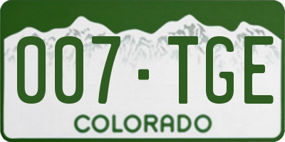 CO license plate 007TGE