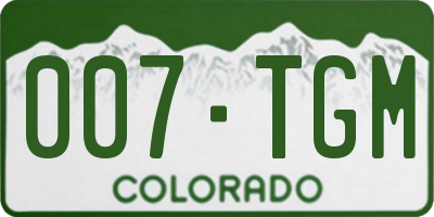 CO license plate 007TGM