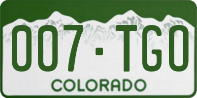 CO license plate 007TGO