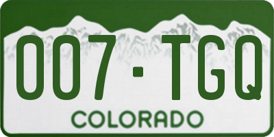 CO license plate 007TGQ