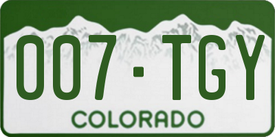 CO license plate 007TGY