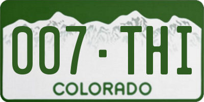 CO license plate 007THI