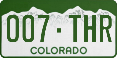 CO license plate 007THR