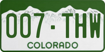 CO license plate 007THW