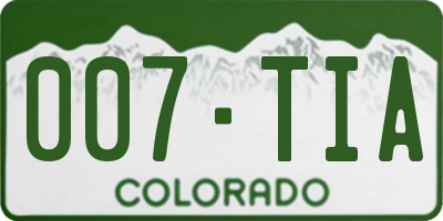 CO license plate 007TIA