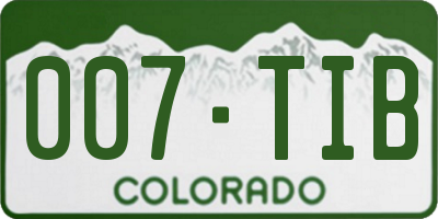 CO license plate 007TIB