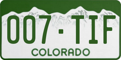 CO license plate 007TIF