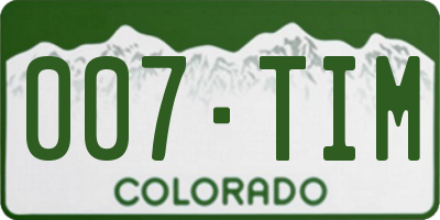 CO license plate 007TIM