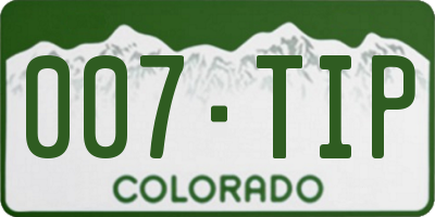 CO license plate 007TIP