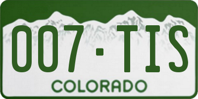 CO license plate 007TIS