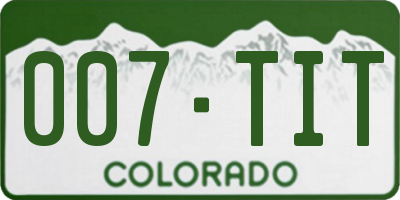 CO license plate 007TIT
