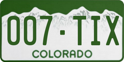 CO license plate 007TIX