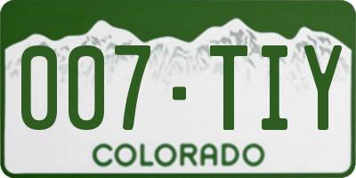 CO license plate 007TIY