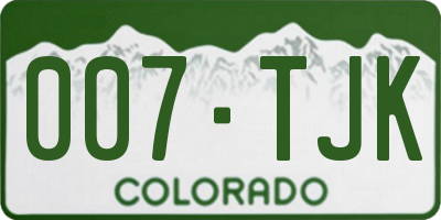 CO license plate 007TJK