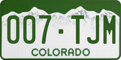 CO license plate 007TJM
