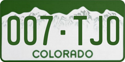 CO license plate 007TJO