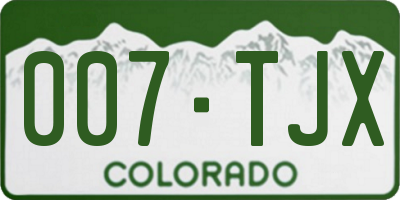 CO license plate 007TJX