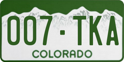 CO license plate 007TKA