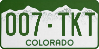 CO license plate 007TKT