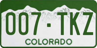 CO license plate 007TKZ